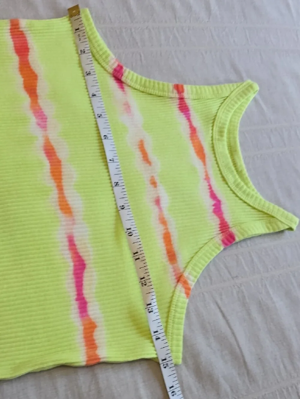 Justice Neon Citrus Yellow Tie-Dye Tank Top Girls Size M (10)